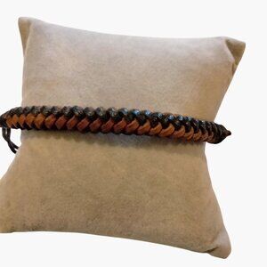 Braided Leather Bracelet Handmade Black Brown Italy Adjustable